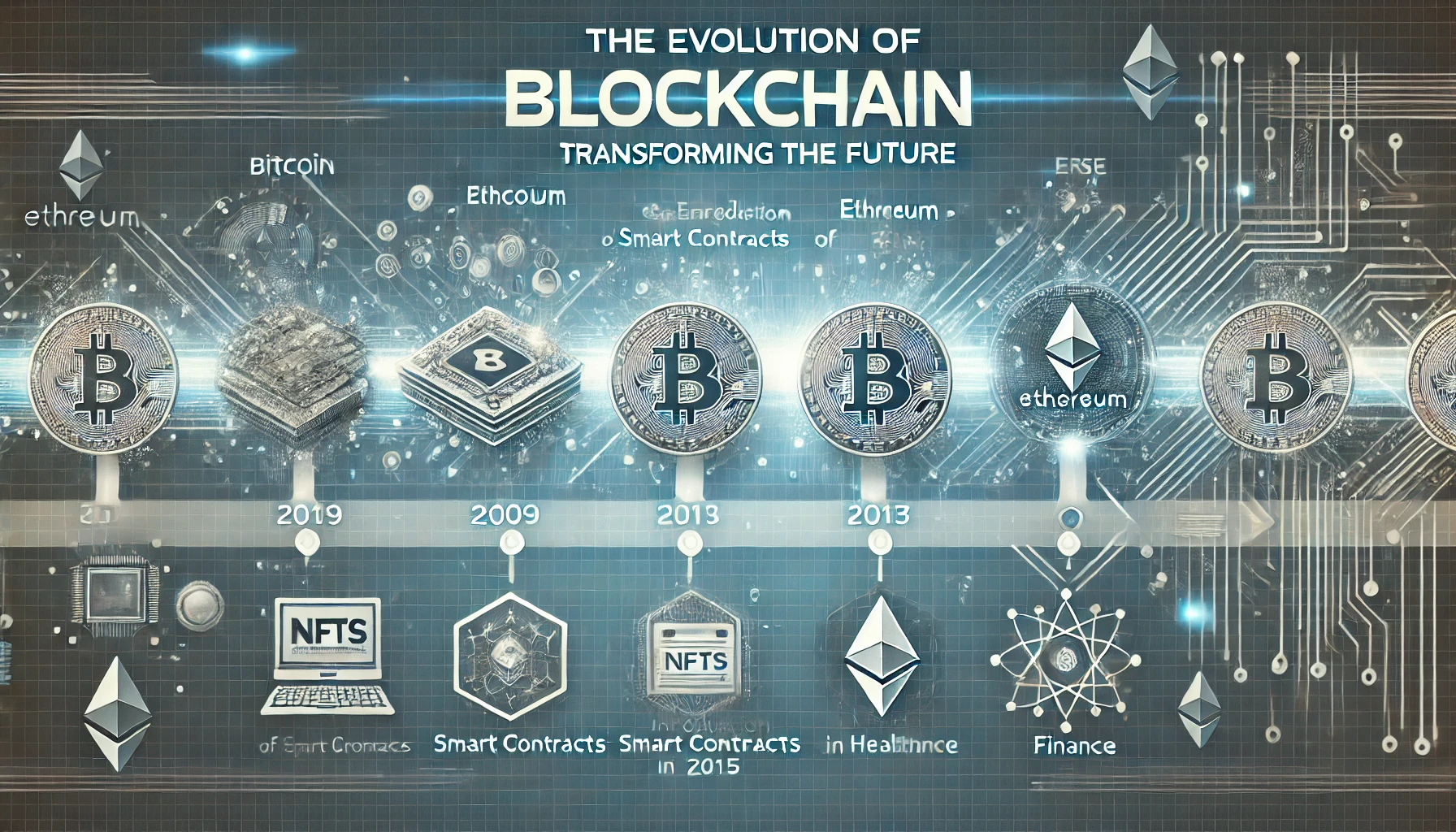 Evolution of blockchain illustrating milestones from Bitcoin to industry adoption