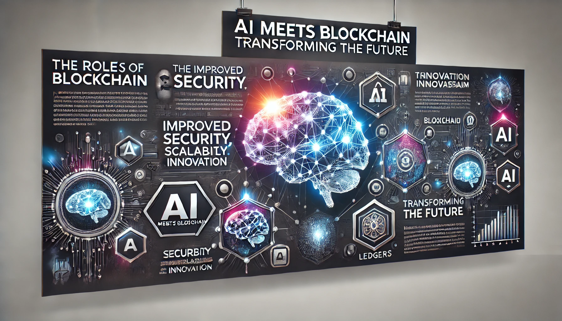 Role of AI in blockchain depicting interconnected AI and blockchain nodes