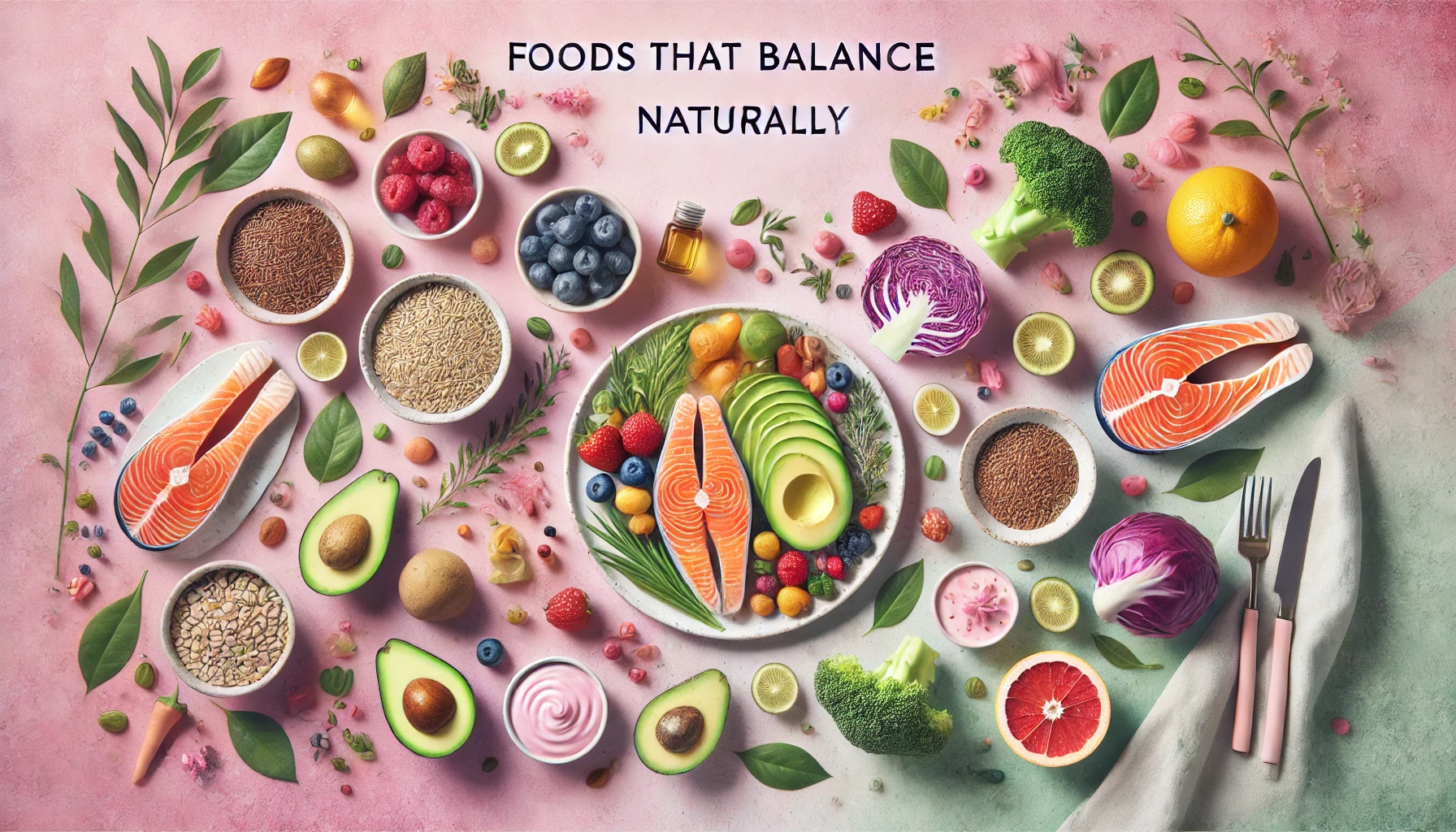 A colorful plate of hormone-balancing foods for females.