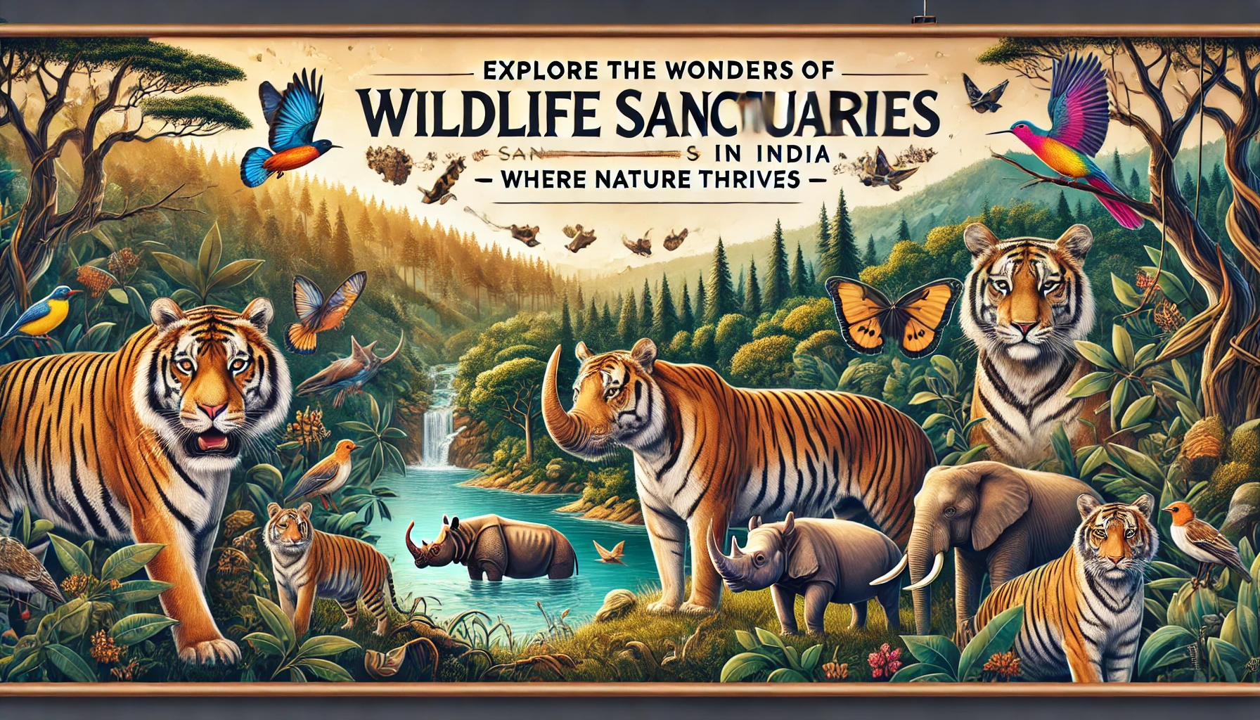 A tiger roaming freely in an Indian wildlife sanctuary.