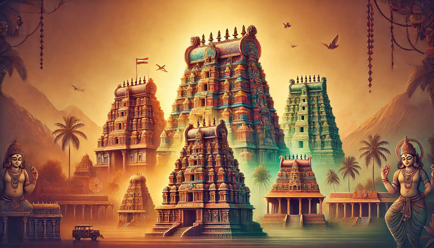 A collection of South India's top temples showcasing their intricate carvings and cultural heritage.