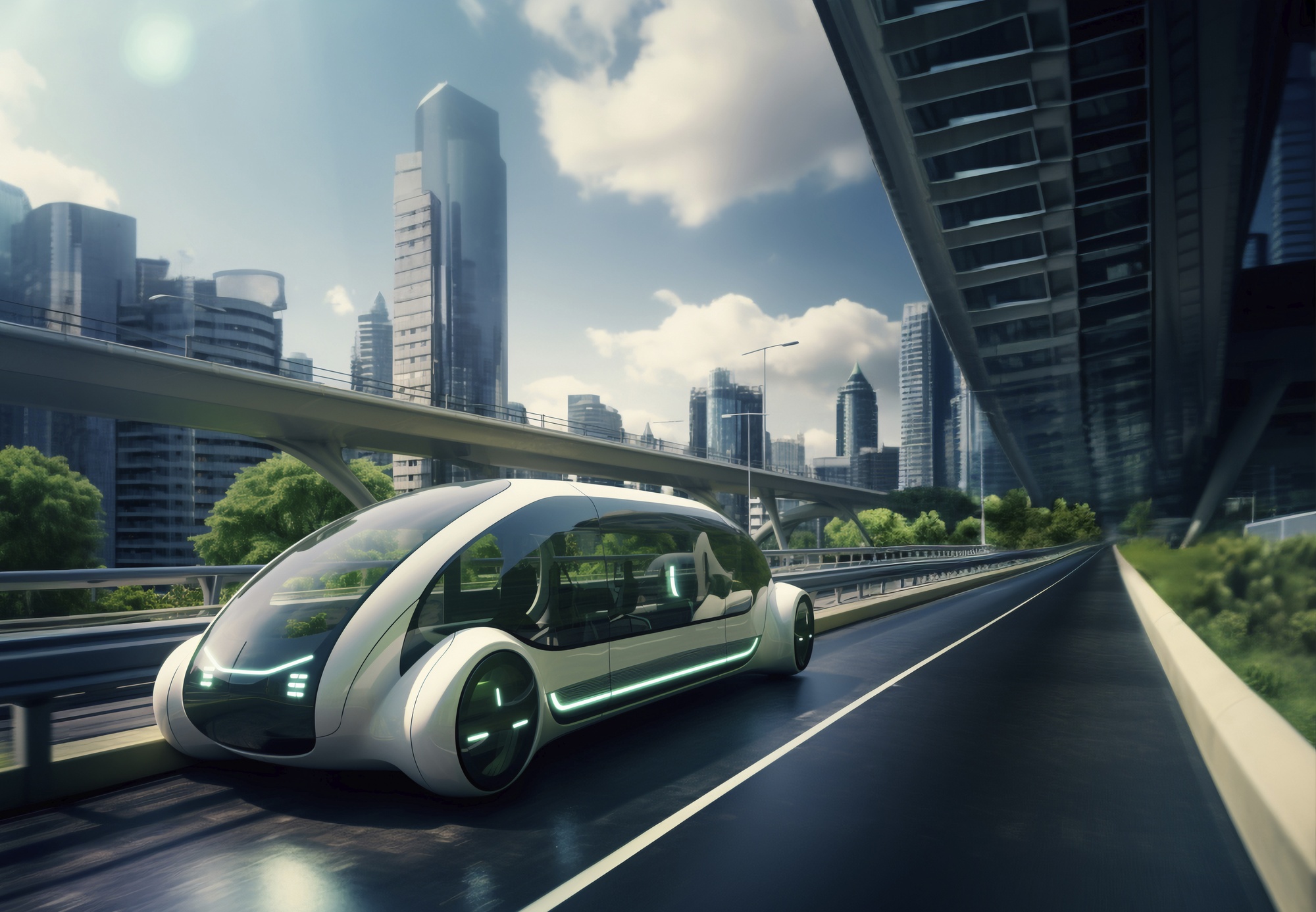A futuristic car with AI-powered features in the automotive industry.